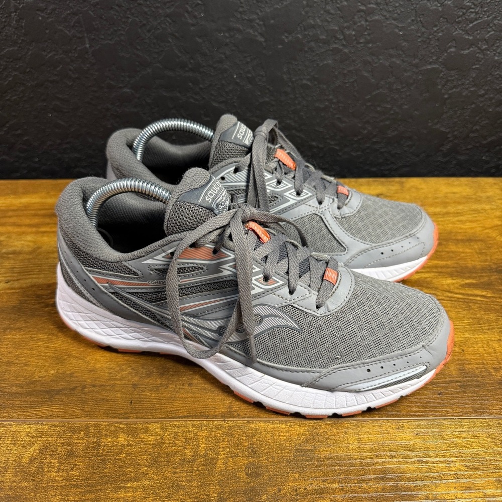 Saucony Cohesion 13 S10559-5 Grey Coral Mesh Running Shoes Womens Size 10